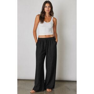NWT Halara Wide Leg Pants Small Tall Black Elastic Waist Casual Lounge Womens